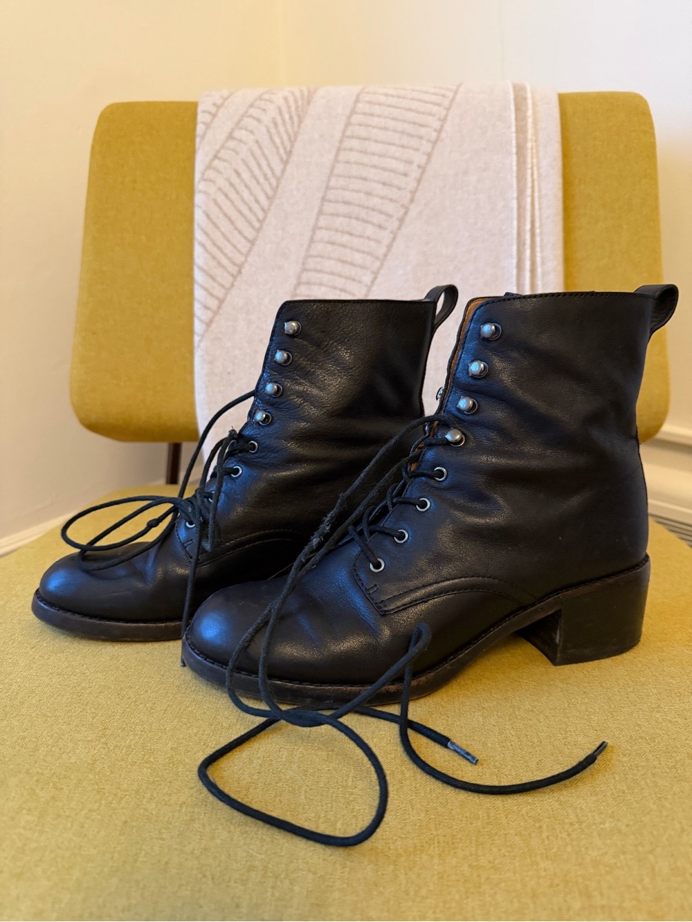 Madewell Black Leather Lace-Up Boots - Women's - Picture 2 of 4